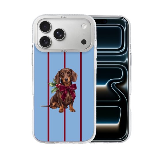 Etui do iPhone 17 Pro IBIZU Pretty Clear, metalowa ramka aparatu, przeźroczyste do MagSafe, Jamnik z Kokardą