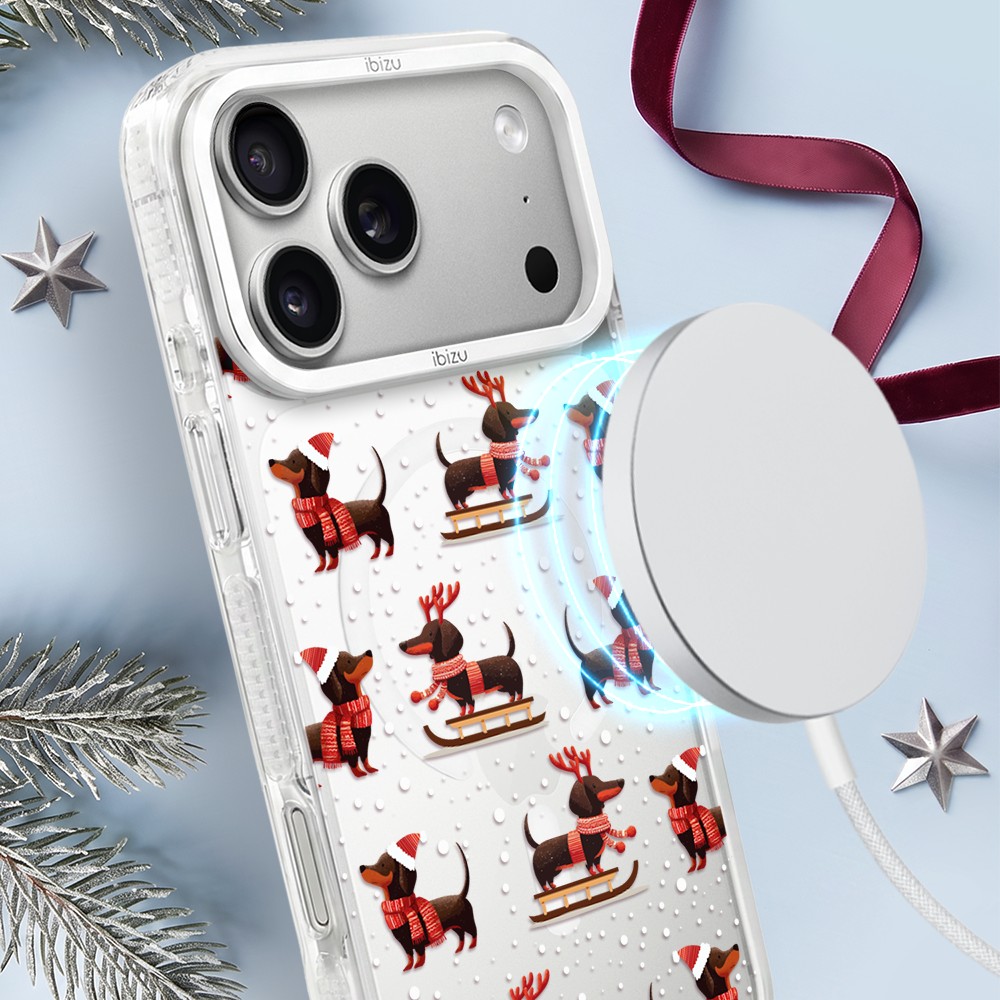 Etui do iPhone 17 Pro Max IBIZU Pretty Clear, metalowa ramka aparatu, przeźroczyste do MagSafe, jamniki na saniach