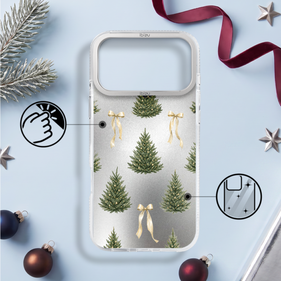 Etui do iPhone 17 Pro IBIZU Pretty Clear, metalowa ramka aparatu, przeźroczyste do MagSafe, Choinkokarda