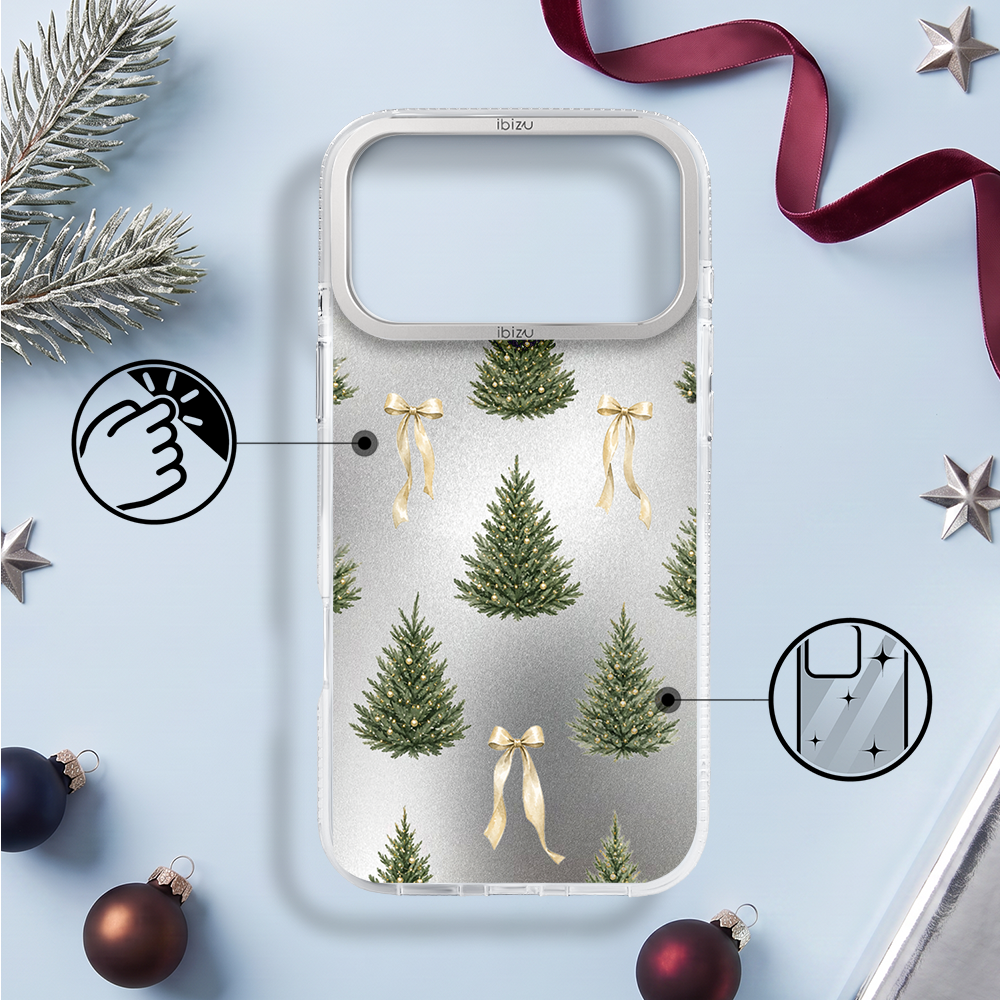 Etui do iPhone 17 Pro IBIZU Pretty Clear, metalowa ramka aparatu, przeźroczyste do MagSafe, Choinkokarda