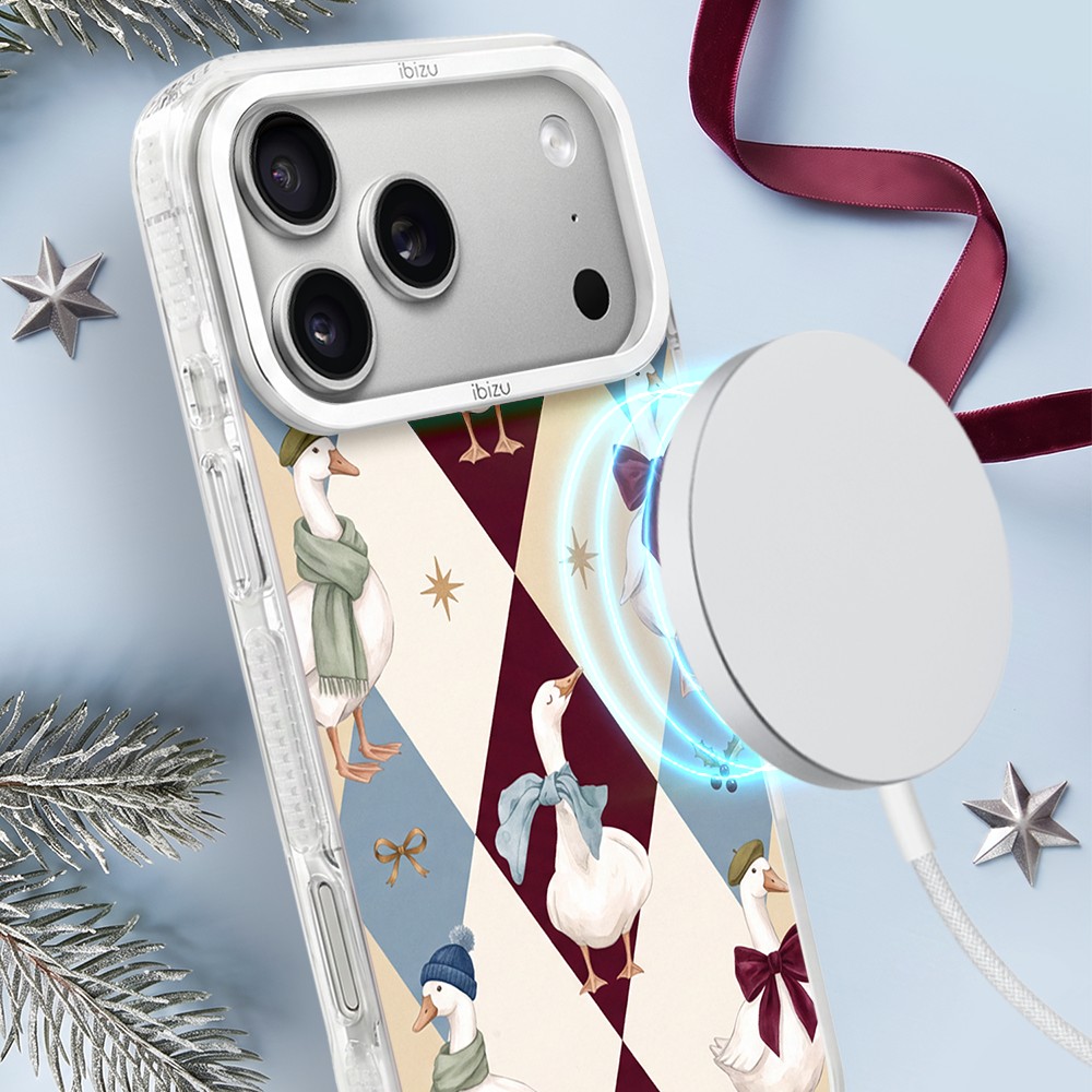 Etui do iPhone 17 Pro Max IBIZU Pretty Clear, metalowa ramka aparatu, przeźroczyste do MagSafe, Orszak Gęsi