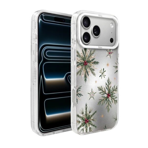 Etui do iPhone 17 Pro IBIZU Pretty Clear, metalowa ramka aparatu, przeźroczyste do MagSafe, Igliwie Boreale